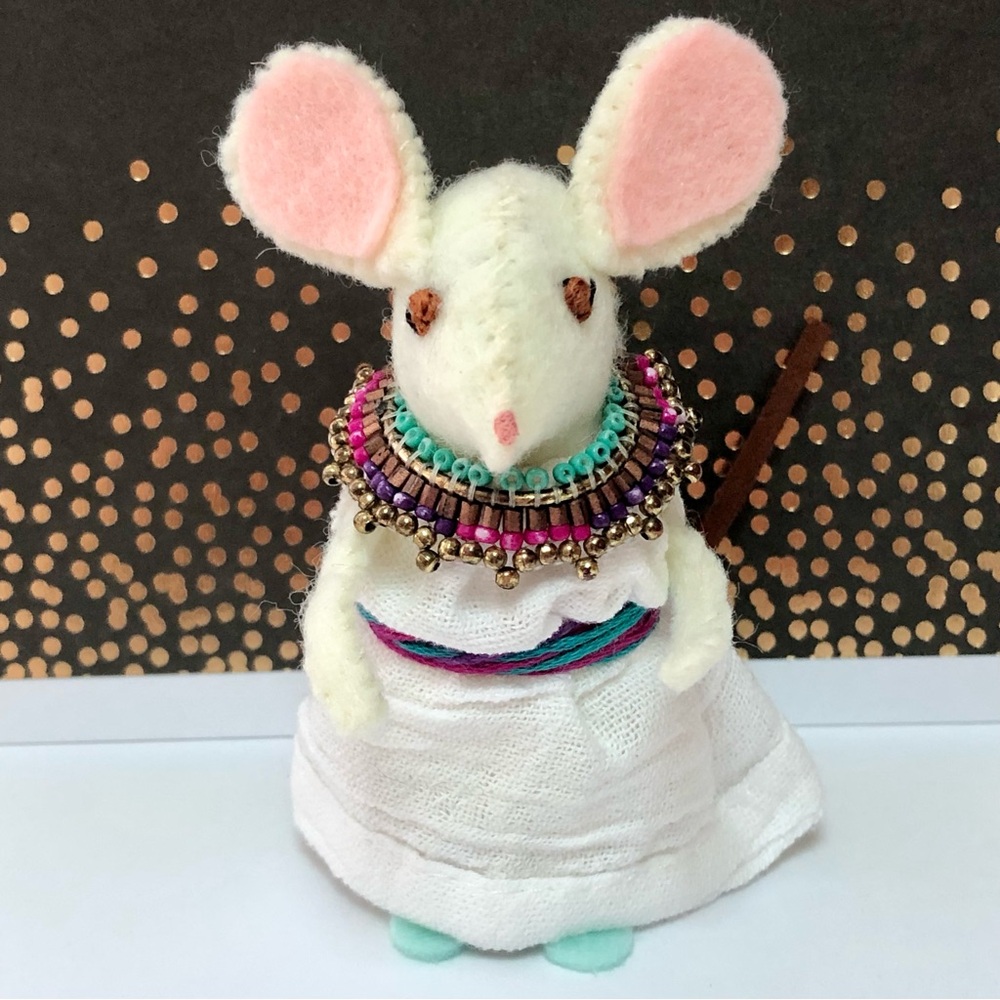 Egyptian Queen costume felt mouse art doll Halloween cake topper Summerween
